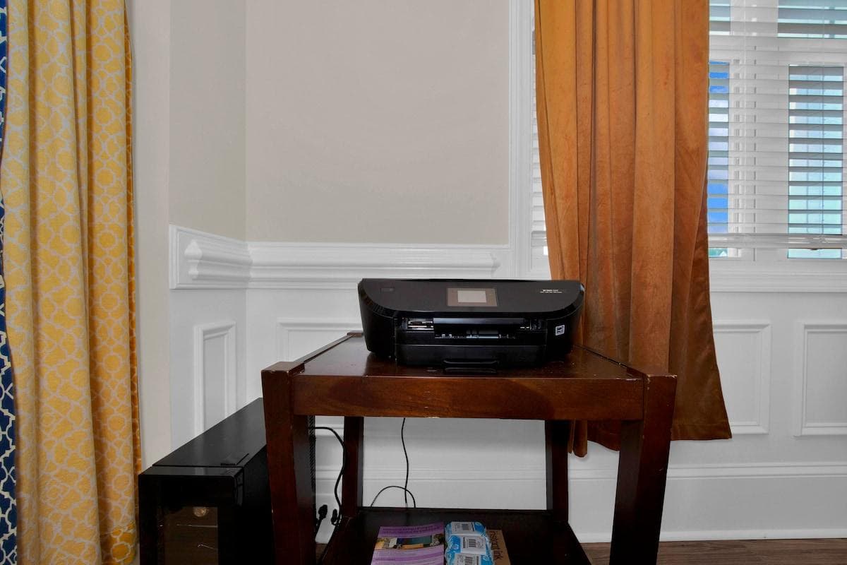 Community office area complete with printer, paper, and ink those who work remote.